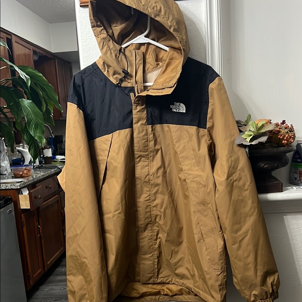 The North Face Tan and Black Raincoat